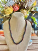 Red Picasso Magatama and Matte Gray Beads Hawaiian Inspired Necklace Lei - 28"