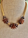 Gold and Bronze Hawaiian Haku Mini (3 Clusters) Lei with Bronze Mushroom Beads- 21"