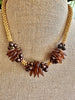 Gold and Bronze Hawaiian Haku Mini (3 Clusters) Lei with Bronze Mushroom Beads- 21"