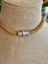 Gold and Bronze Hawaiian Haku Mini (3 Clusters) Lei with Bronze Mushroom Beads- 21"