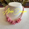 Pink Rose Petal Beaded Hawaiian Lei Mini (3 Cluster)  - 17"