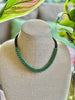 Jade Green Picasso with Black Seed beads Hawaiian Lilikoi Lei Necklace - 19”