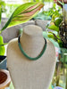 Jade Green Picasso with Black Seed beads Hawaiian Lilikoi Lei Necklace - 19”