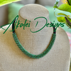 Jade Green Picasso with Black Seed beads Hawaiian Lilikoi Lei Necklace - 19”