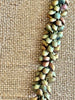 Metallic Green & Gold Dragon Scales Necklace  - 33"