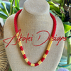 Red and Luminous Yellow "Forbidden Island" Necklace  - 27"