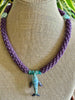 Stunning Lavender with Blue/Green Whale Pendent Glass Beaded Necklace - 32"