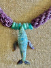 Stunning Lavender with Blue/Green Whale Pendent Glass Beaded Necklace - 32"