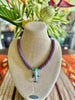 Stunning Lavender with Blue/Green Whale Pendent Glass Beaded Necklace - 32"