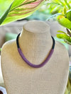 Two-toned Light Purple Transparent with Matte Black Hawaiian Lilikoi Lei Necklace - 20”
