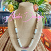 Beige with Pink "Ribbon Inspired" Necklace Lei- 32"