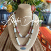 Beige with Pink "Ribbon Inspired" Necklace Lei- 32"