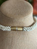 Beige with Pink "Ribbon Inspired" Necklace Lei- 32"
