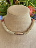 Lt. Cranberry Segmented Dragon Scale  Necklace Lei- 27"