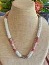 Lt. Cranberry Segmented Dragon Scale  Necklace Lei- 27"