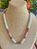Lt. Cranberry Segmented Dragon Scale  Necklace Lei- 27"
