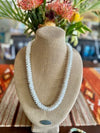 Long White Wedding Orchid Lei Necklace (made with small Rose Petal Beads)  - 29"