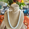Long White Wedding Orchid Lei Necklace (made with small Rose Petal Beads)  - 29"