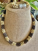 Metallic Brown with Yellow Picasso Dragon Scales Necklace  - 30"
