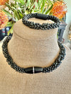 Matte Olive Green Dragon Scales "Kane" Necklace with Bracelet - 36"