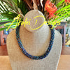 Blue Rainbow Matte Dragon Scales Beaded Necklace  - 19"