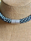 Hawaiian Beaded Necklace Oimatsu Lei Rope -Metallic Blue and Aqua (26")