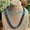 Hawaiian Beaded Necklace Lei Rope -Metallic Blue and Aqua (26")