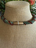 Spiral Metallic Green & Silver Lined Topaz Magatama Necklace Lei  - 28.5"