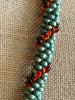 Spiral Metallic Green & Silver Lined Topaz Magatama Necklace Lei  - 28.5"