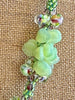 Milky Green Chartreuse Beaded Hawaiian Haku Lei Mini (5 Clusters) with Unicorne Lampwork Beads - 28"