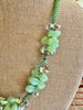 Milky Green Chartreuse Beaded Hawaiian Haku Lei Mini (5 Clusters) with Unicorne Lampwork Beads - 28"