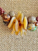 Topaz Rose Petal with Picasso Muschroom Beaded Hawaiian Haku Lei Mini (5 Clusters)  - 23"