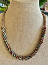 Rare Lentil Glass Beads Forbidden Island Style: Picasso Colors - 24"