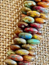 Rare Lentil Glass Beads Forbidden Island Style: Picasso Colors - 24"