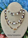 Crystal Lentil with Topaz Rizo Double Spiral Necklace  - 25"