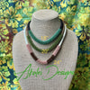 Green Picasso Twists & Yellow Daggers Beaded Hawaiian Inspired Necklace Lei - 22"