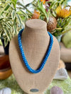 Hawaiian Beaded Oimatsu Necklace Lei - Ocean Blues  (26")