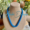 Hawaiian Beaded Oimatsu Necklace Lei - Ocean Blues  (26")