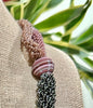 Stunning Octopus Pendent (Garnet, Green, Pink and Gray) Beaded Necklace  - 36"