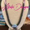 Stunning Octopus Pendent (Garnet, Green, Pink and Gray) Beaded Necklace  - 36"