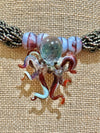 Stunning Octopus Pendent (Garnet, Green, Pink and Gray) Beaded Necklace  - 36"