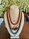 Hawaiian Beaded Necklace Lei Rope  - Terra-Cotta Hues with Focal Bead (27")
