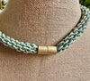 Hawaiian Beaded Necklace Lei Rope - Olive AB and Butter (26")