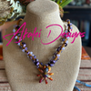 Purple & Orange Octopus Nature's Design Beaded Kumihimo Necklace Rare - 32"
