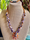 Purple & Orange Octopus Nature's Design Beaded Kumihimo Necklace Rare - 32"