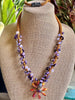 Purple & Orange Octopus Nature's Design Beaded Kumihimo Necklace Rare - 32"