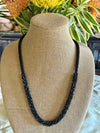 Glossy Black Hawaiian Glass "Laiki"Necklace with Black Picasso Rizo Beads - 29" (rare)