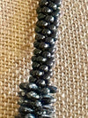 Glossy Black Hawaiian Glass "Laiki"Necklace with Black Picasso Rizo Beads - 29" (rare)