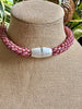 Hawaiian Beaded Necklace Lei Rope- Pansy Pinks (26")