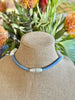 Pastel White Rizo Beads with Baby Blue Necklace Lei - 26”